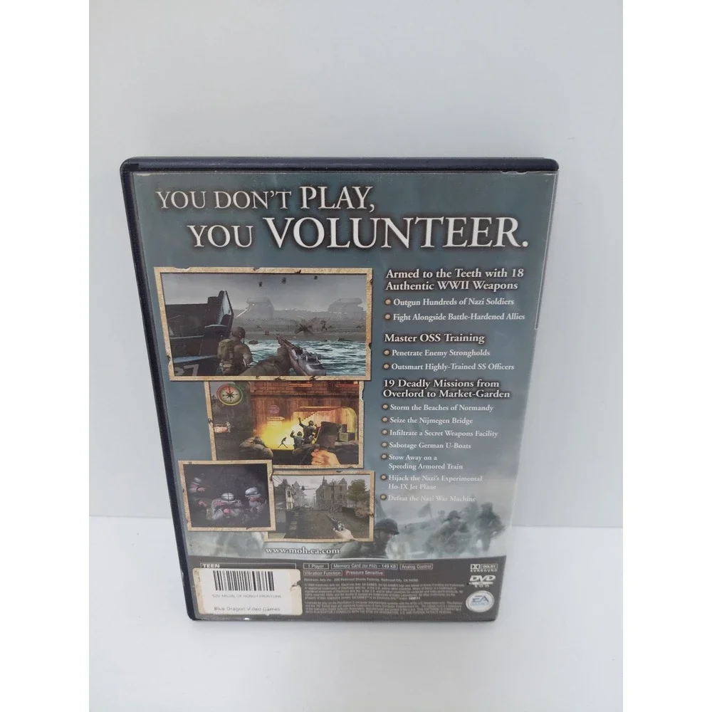 Medal of Honor Frontline PlayStation 2 PS2 Video Game with Manual WWII Shooter